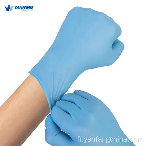 Gants d'examen médical sans poudre jetable bleu